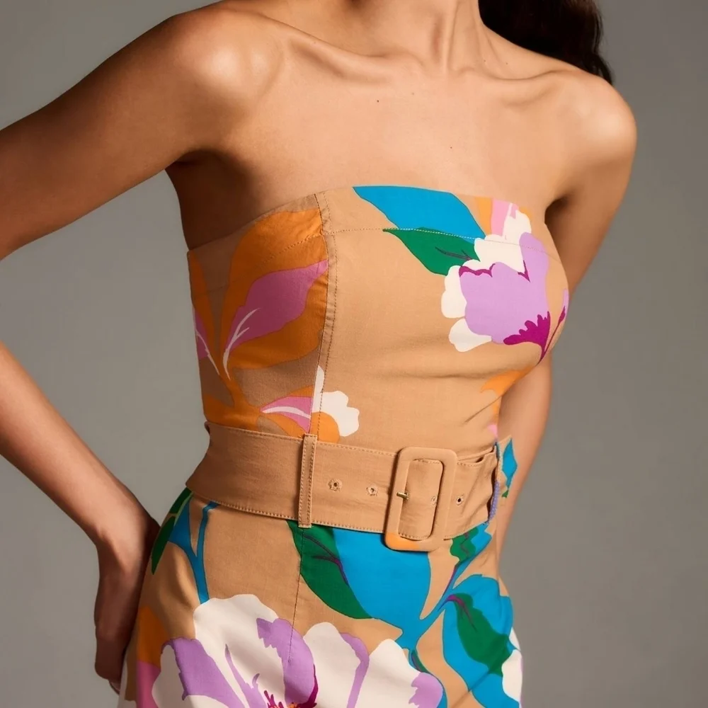 Maeve/ Anthropologie Floral Strapless Midi Skirt